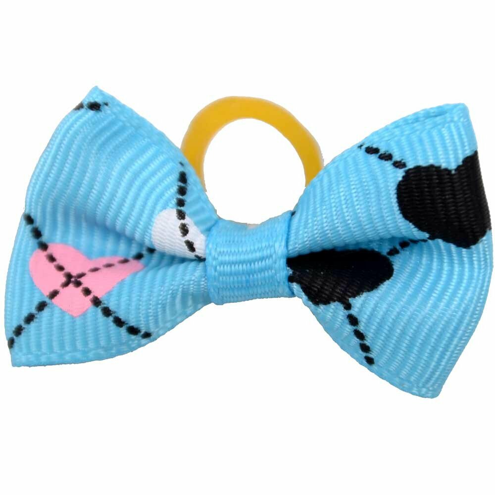 Dog hair bow rubberring "Heartbeat light blue" by GogiPet