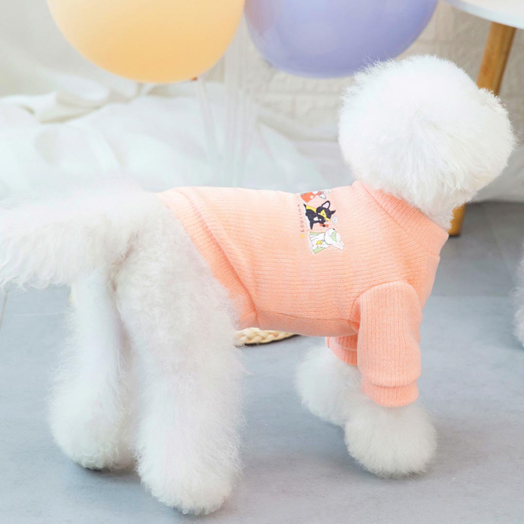 Pink superhero dog pullover - warm dog clothing