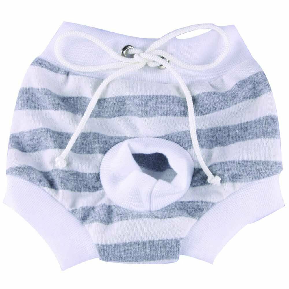 Control Panties for Dogs 'White - Grey Striped