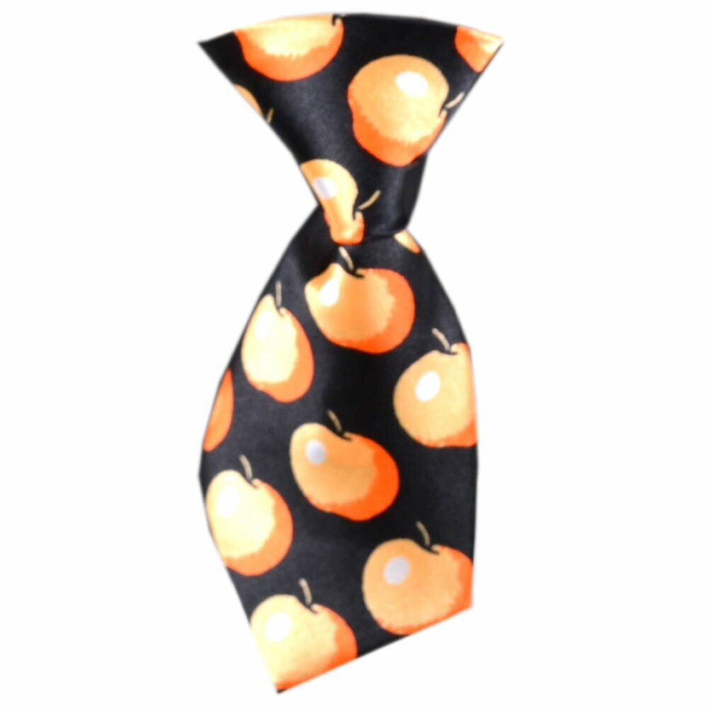 Dog tie black with apples