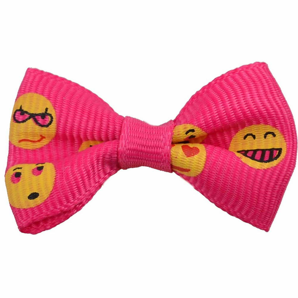 Handmade dog bow Dark Pink Smiley by GogiPet
