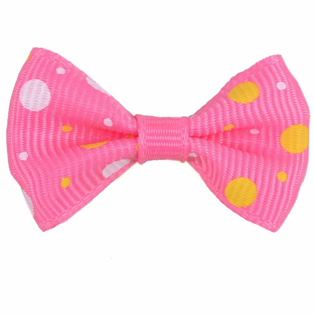 Handmade dog bow soft pink with polka dots by GogiPet