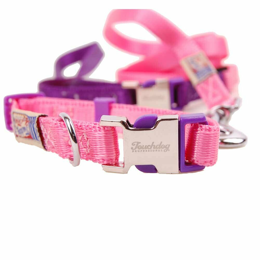 Premium dog collar with free dog leash pink S