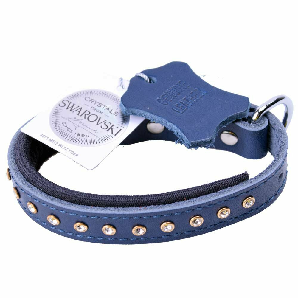 Swarovski rhinestone dog collar blue for small dogs