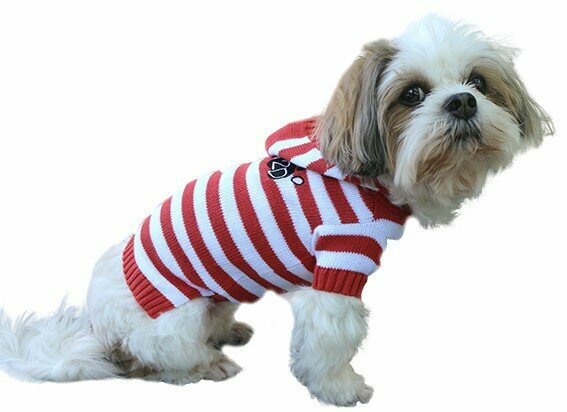 Red White Red dog Sweater - DoggyDolly