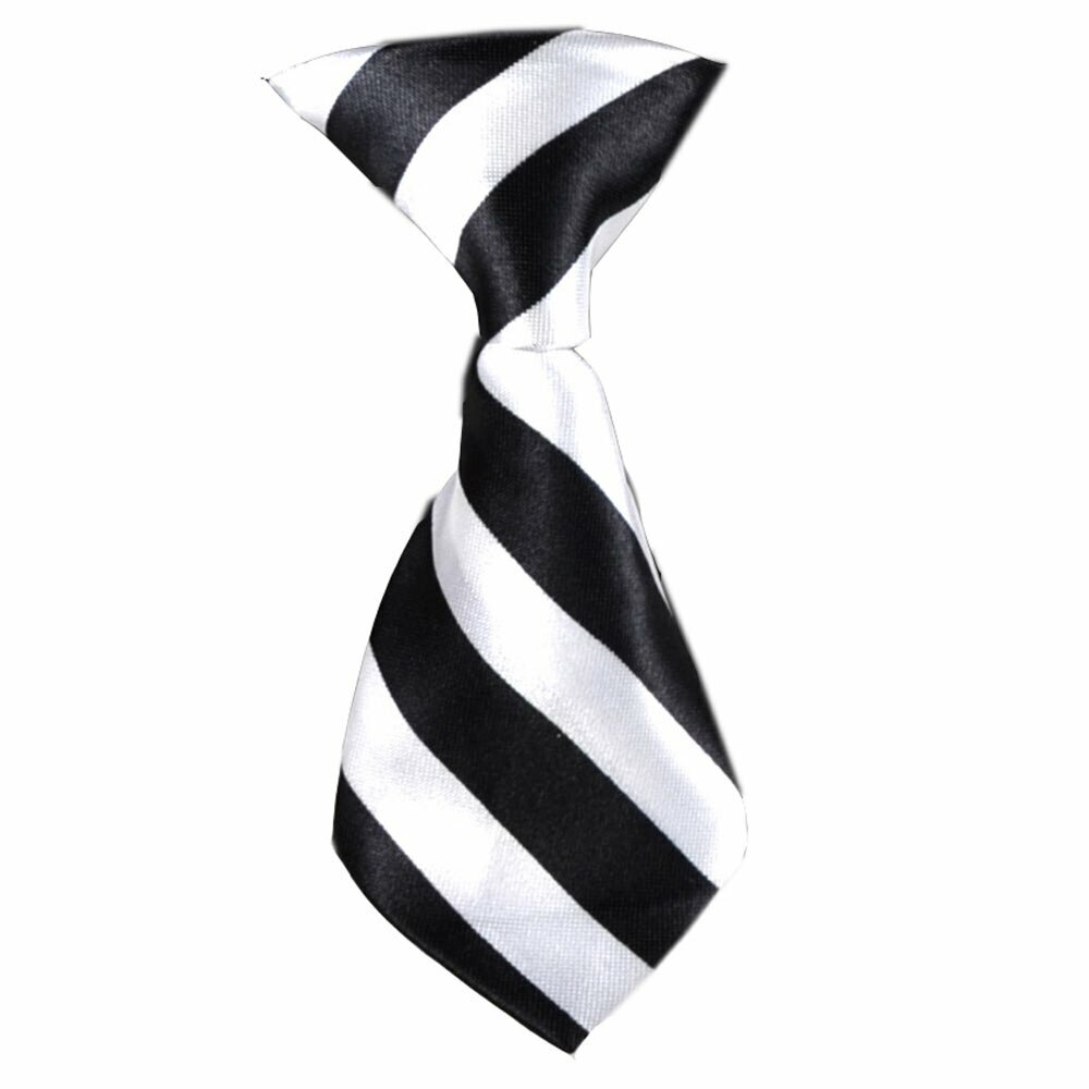 Tie for dogs black, white striped
