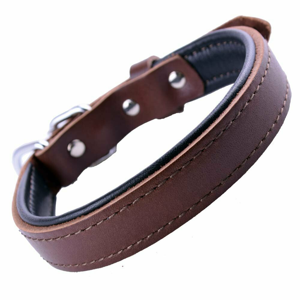 GogiPet ® Soft leather dog collar brown with 40 cm