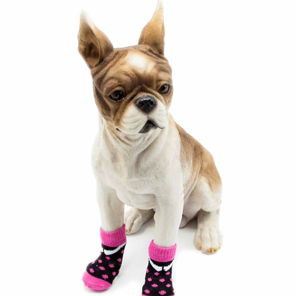 High quality dog socks by GogiPet black with pink stripes