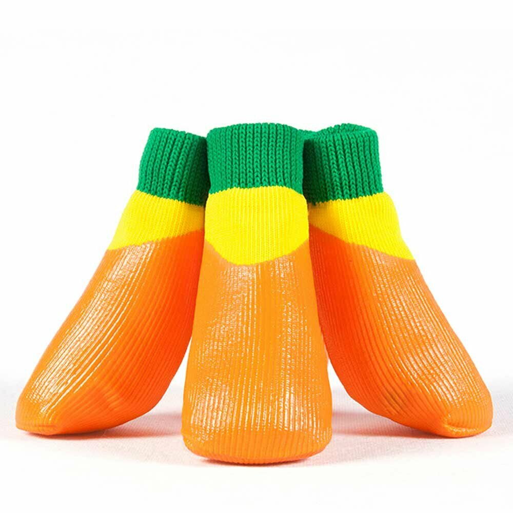 Waterproof dog shoes light orange yellow striped