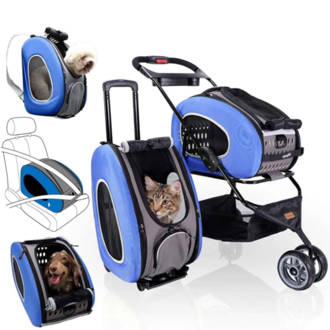 5 - 1 Combo Pet Carrier / Pet Stroller blue