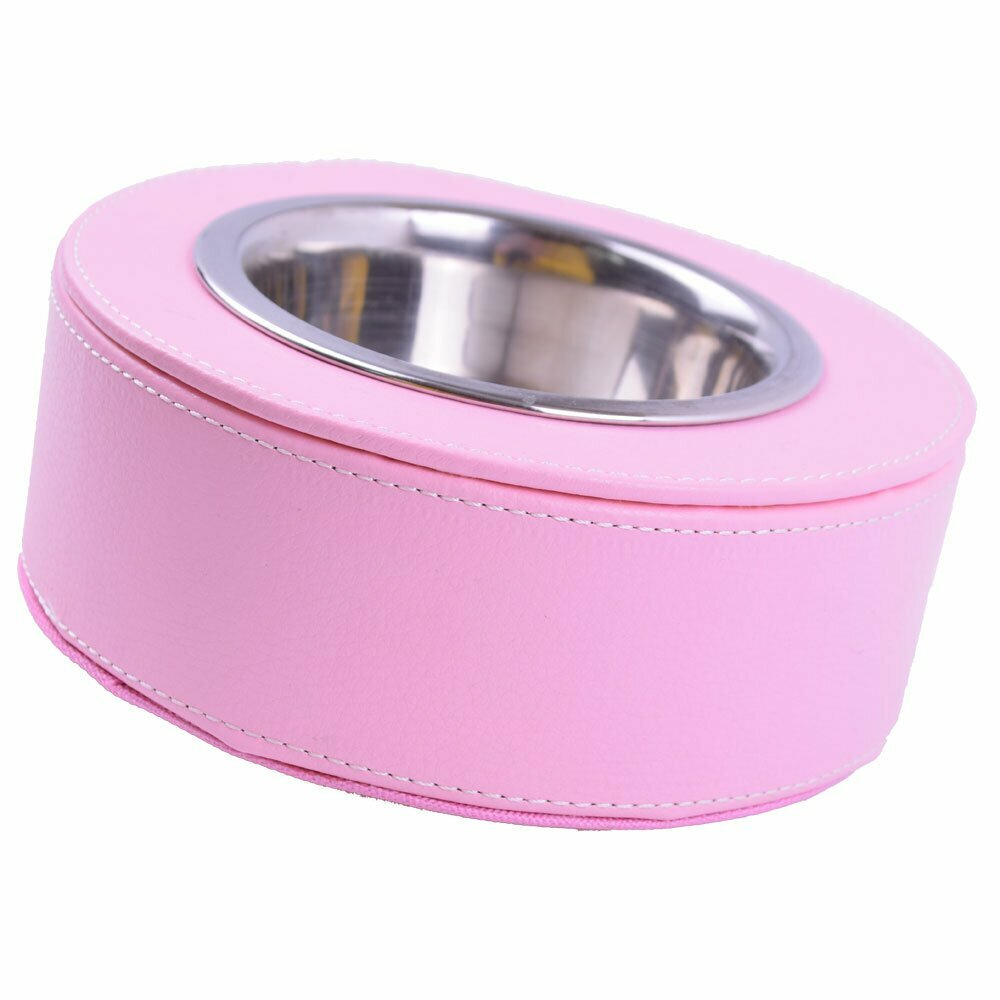 pink feeding bowl made of Eco leather