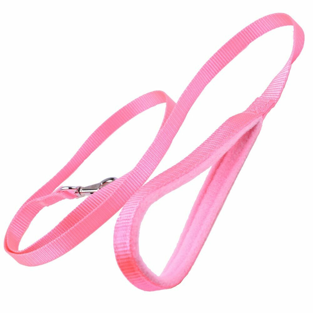 Robust, pink dog leash with soft handle