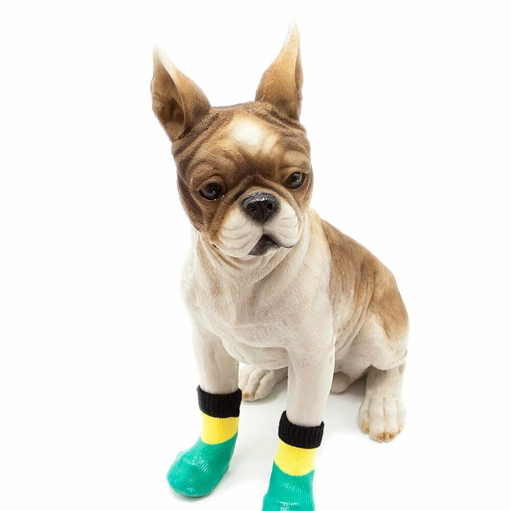 Dog socks with rubber dog boots