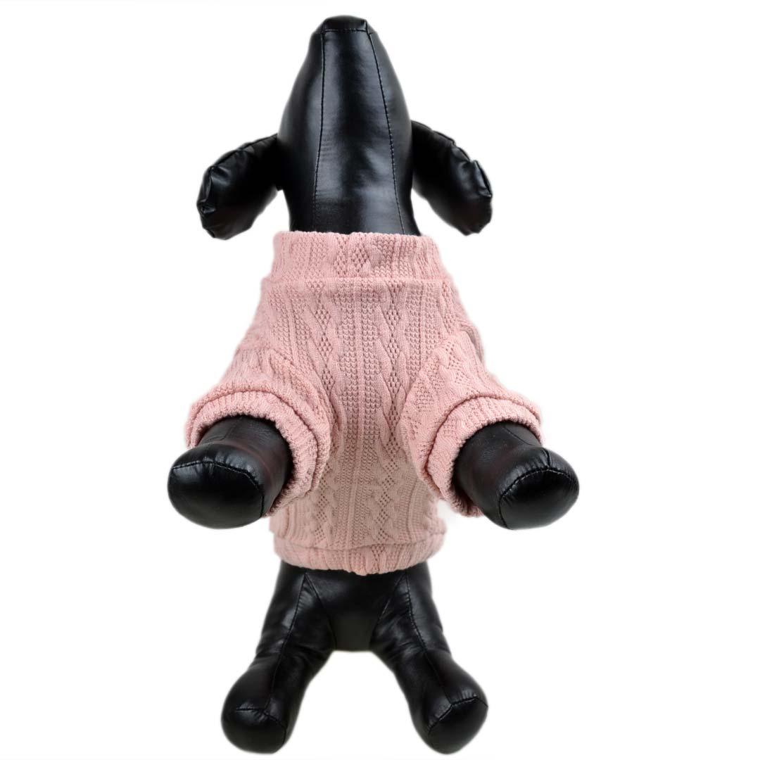Warming Sweater for Dogs pink with knitted pattern