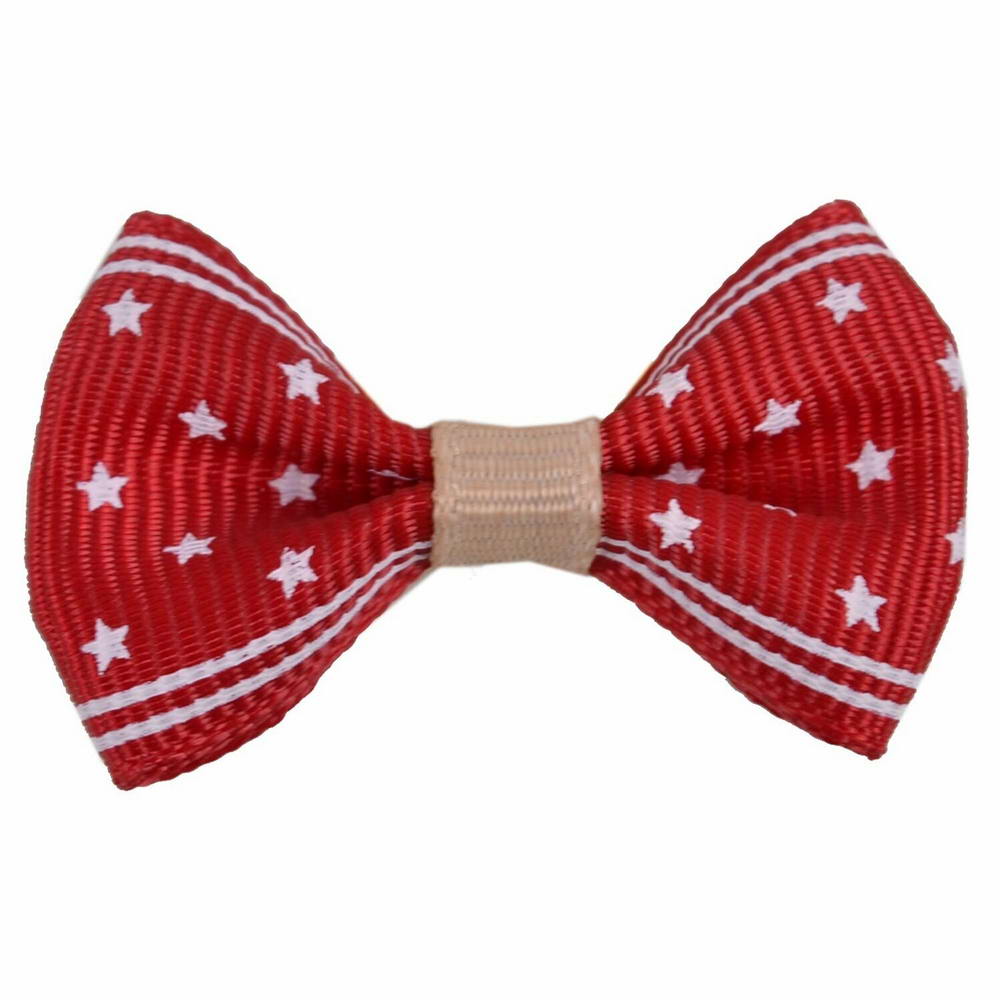 Handmade dog bow Estrella dark red with stars by GogiPet