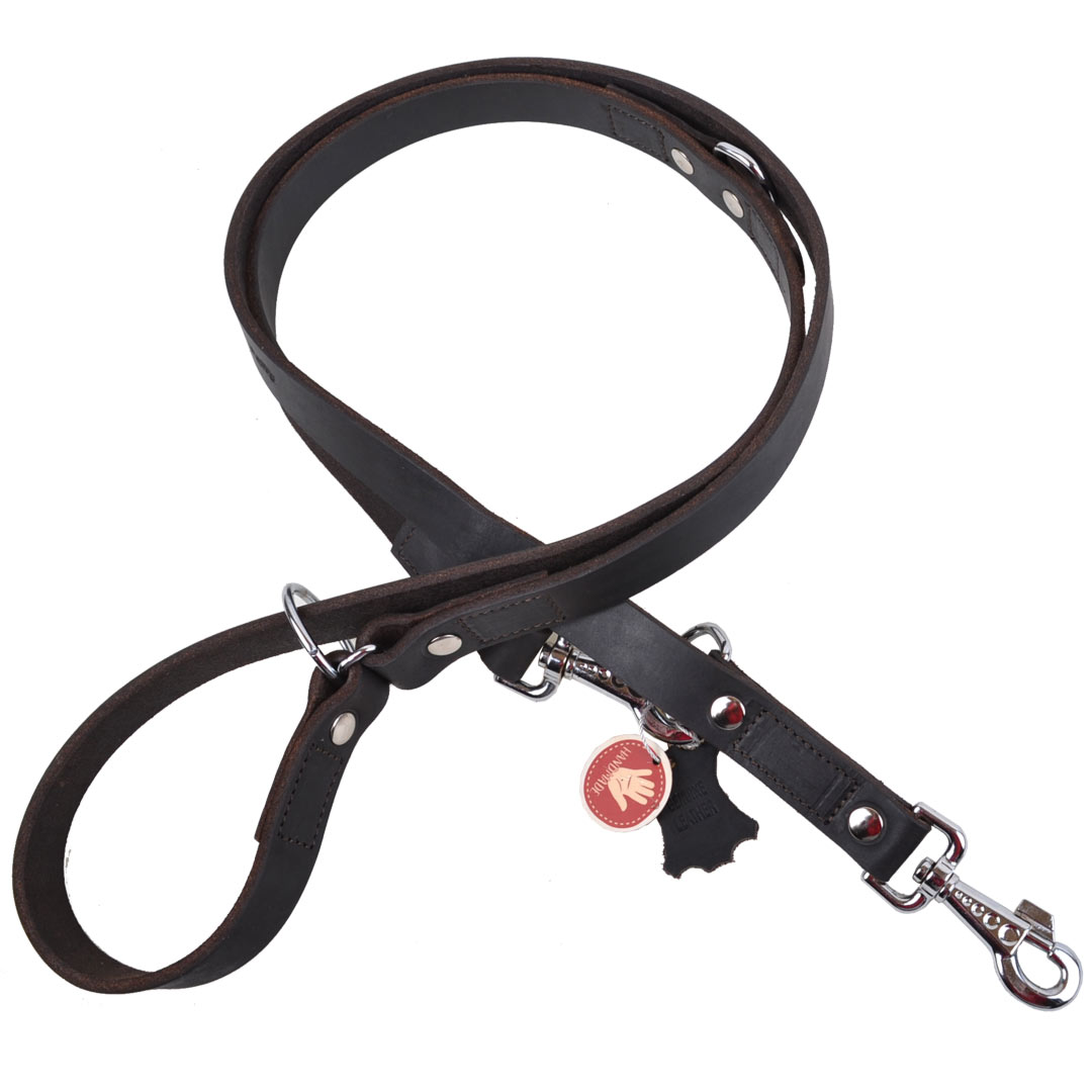 Handmade GogiPet® Vintage leather dog leash with adjustable length