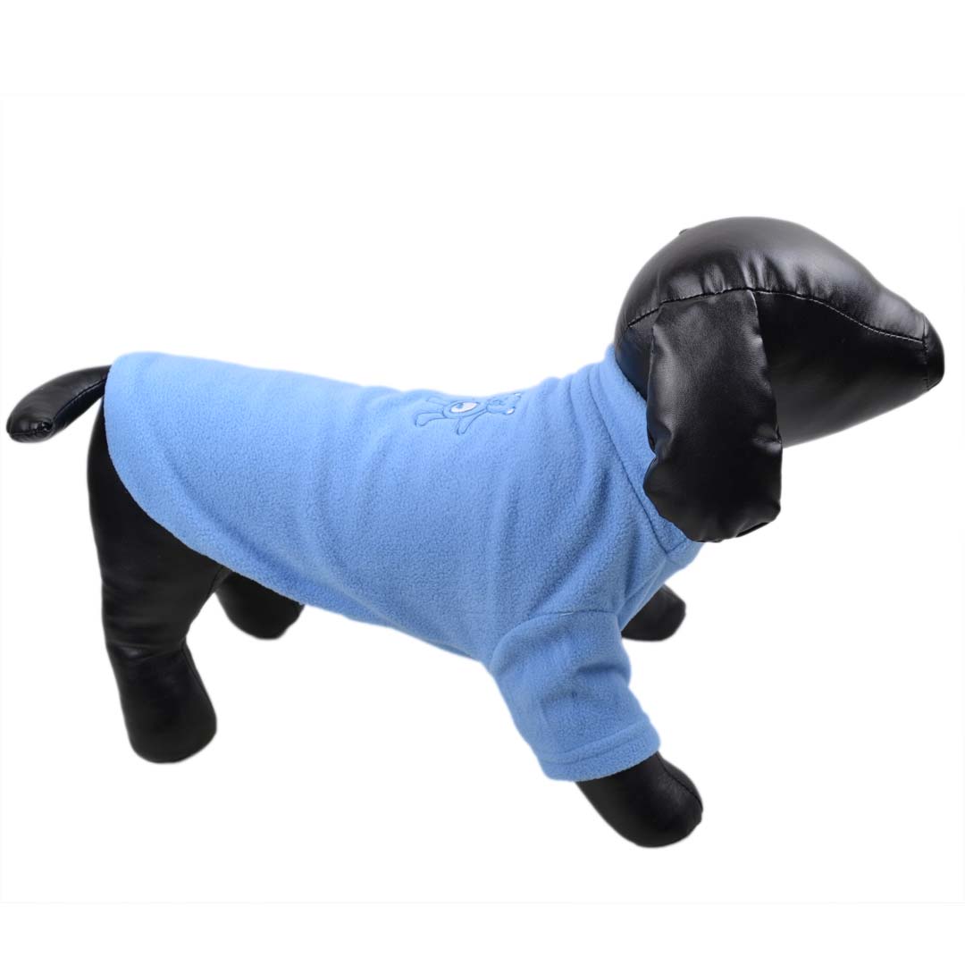 fluffy dog pullover blue with teddy bear