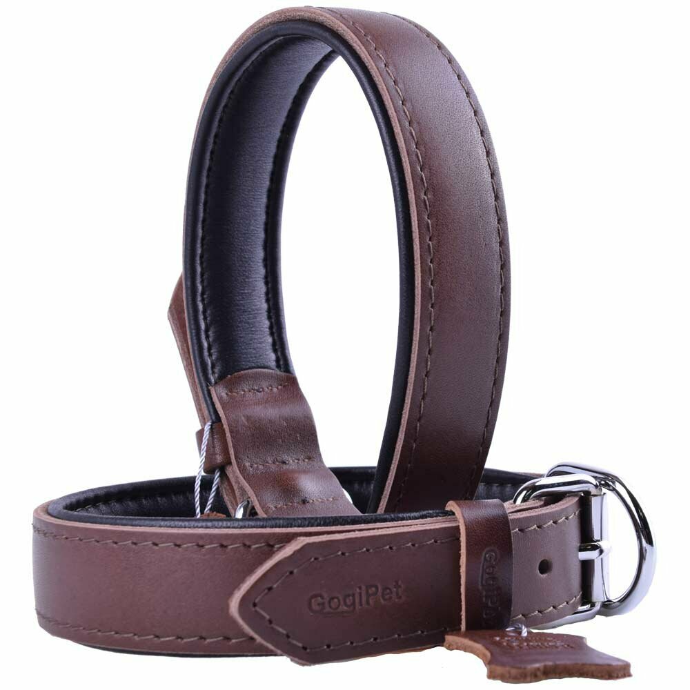 Genuine leather dog collar from GogiPet® brown