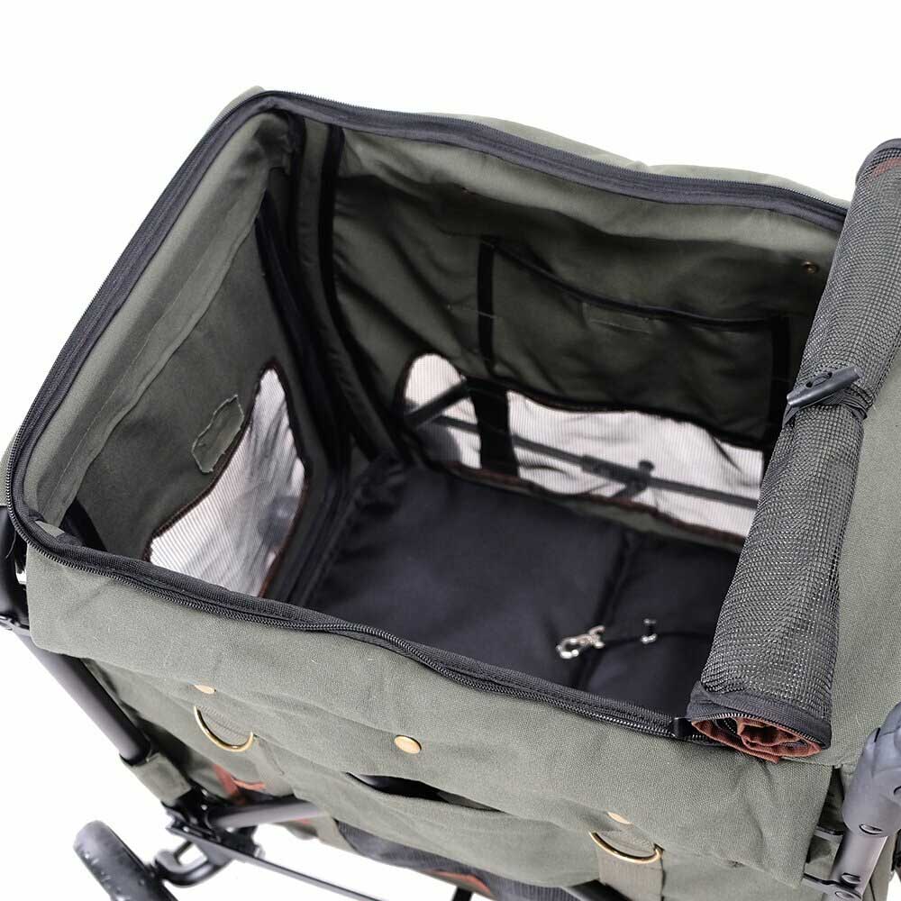 Dog stroller with opened top