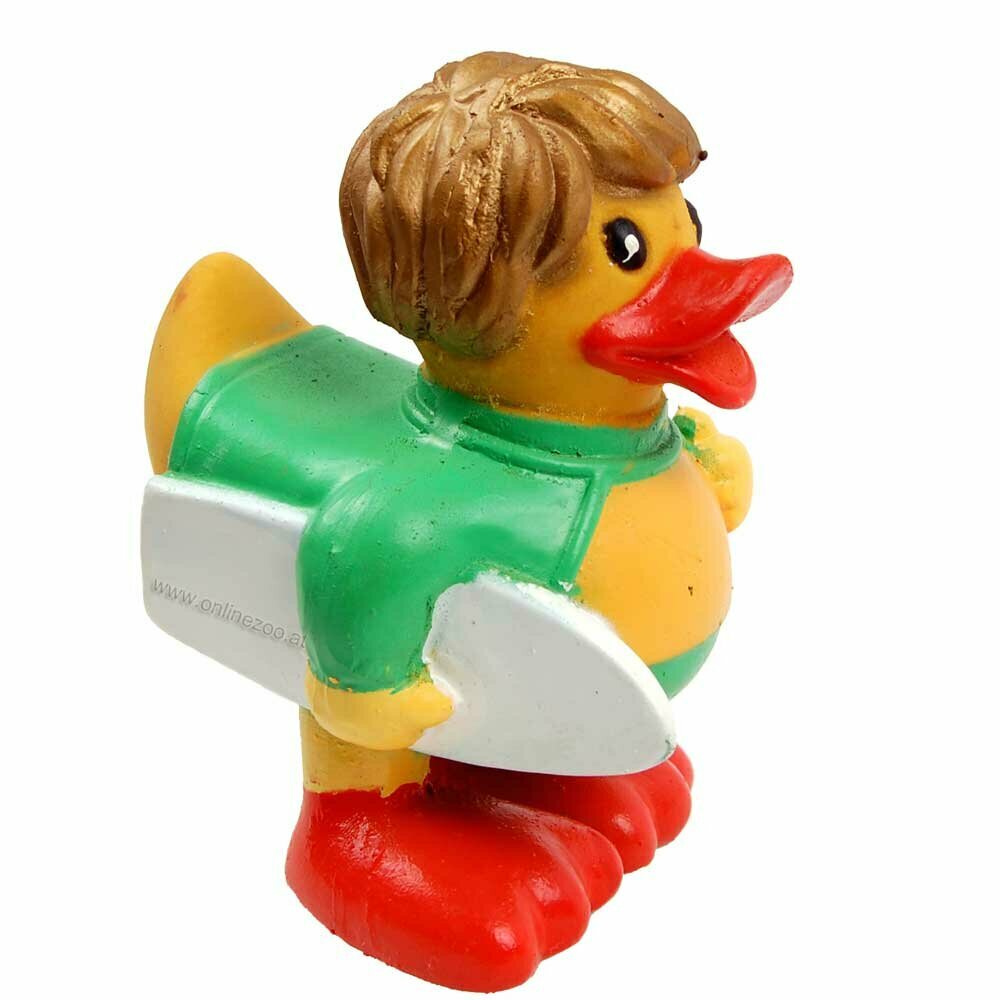 duck on surfboard - dog toy blonde duck with surfboard