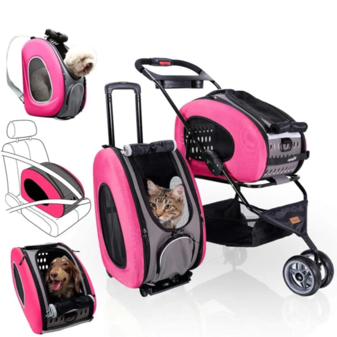 5 - 1 Combo Pet Carrier / Pet Stroller pink