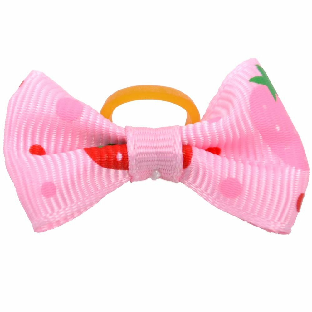 Dog hair bow rubberring pink - with strawberries by GogiPet