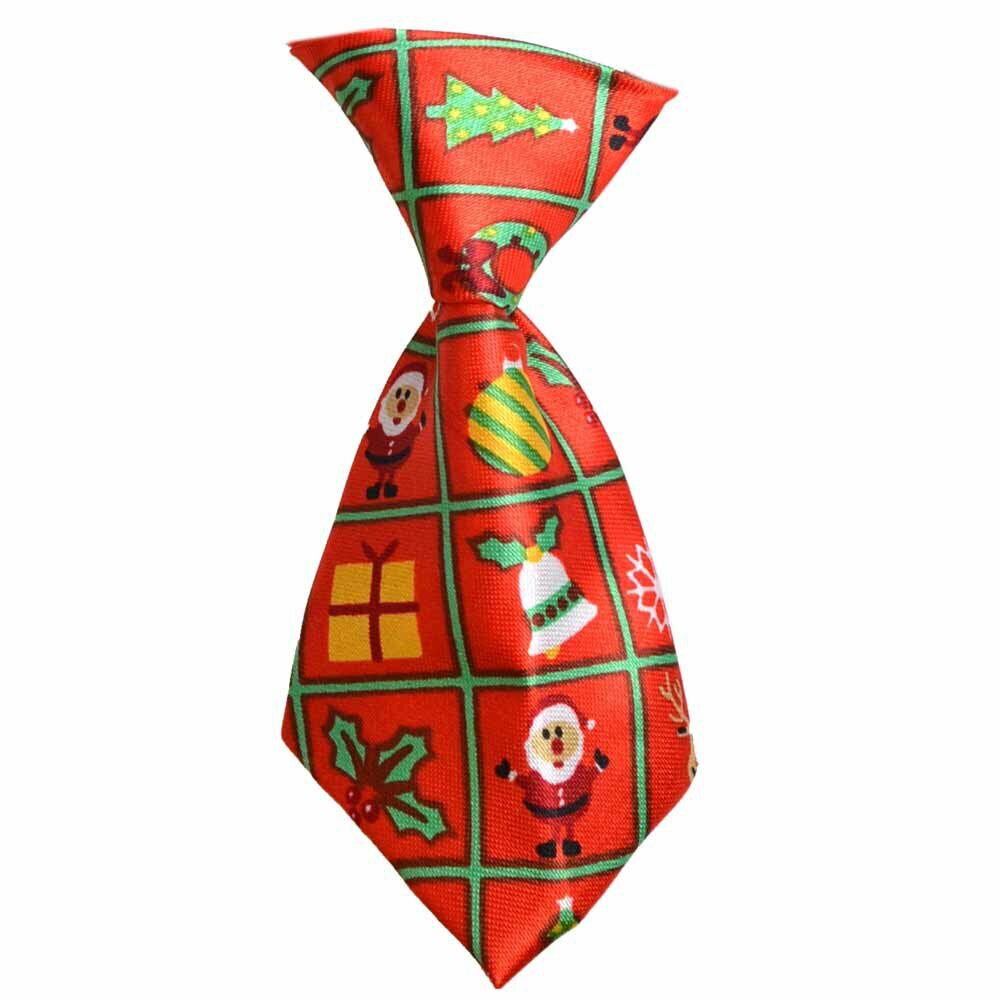 Dog tie red with Chrstmas motifs