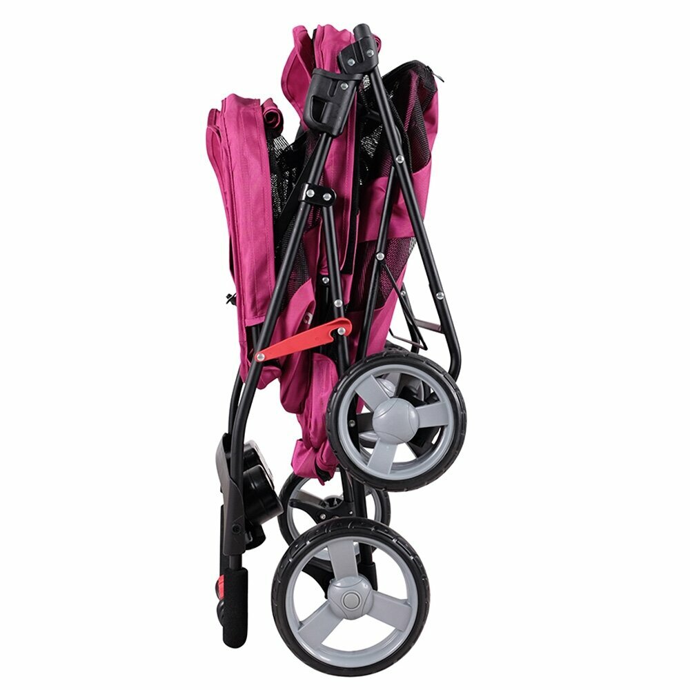 Collapsible dog stroller pink