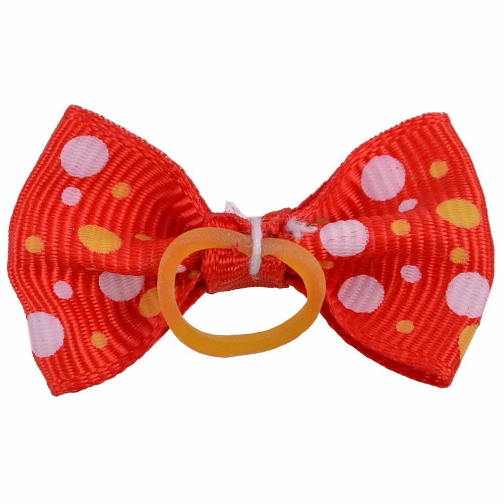 Dog hair bow rubberring red with dots by GogiPet