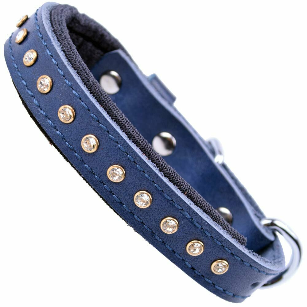 GogiPet® Swarovski rhinestone dog collar blue for small dogs
