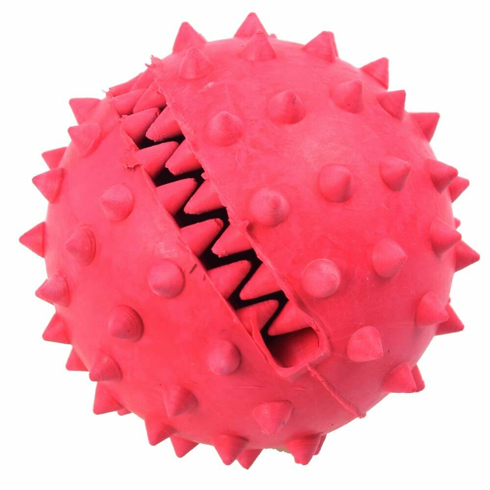 Snack rubber ball pink 7,5 cm Ø - 10 years Onlinezoo dog toy birthday special