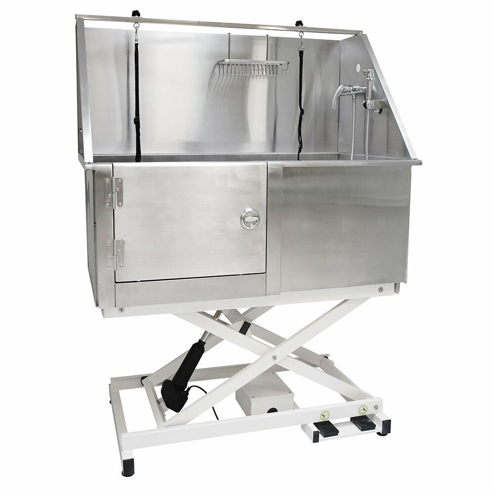 Stainless steel dog bathtub - electric height adjustment Delux