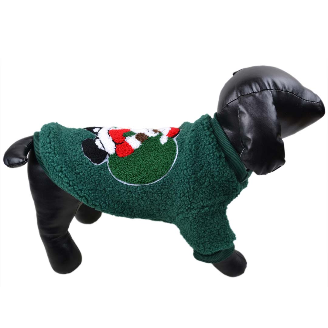 Father Christmas Dog Pullover - Green Santa Sweater
