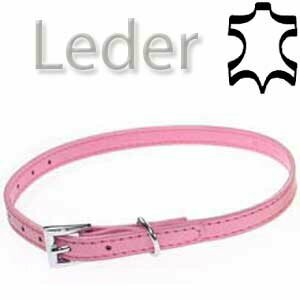 Leather dog collar pink 41 cm  