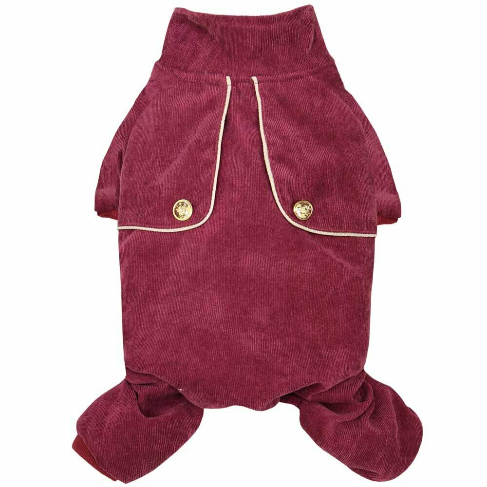 Warm red cord coat for dogs "Kirstin"