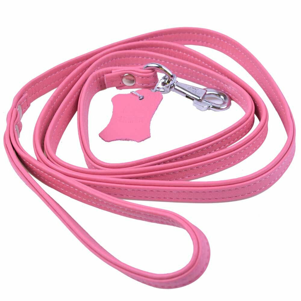 GogiPet® Floater leather dog leash pink