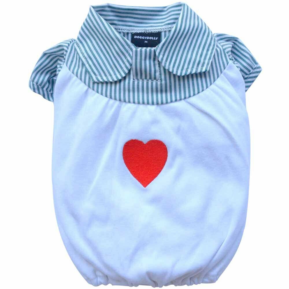 Dog shirt with heart green striped