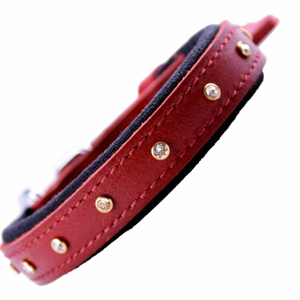 GogiPet® Swarovski leather dog collar red