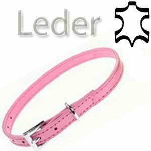 Dog collar pink leather 36 cm