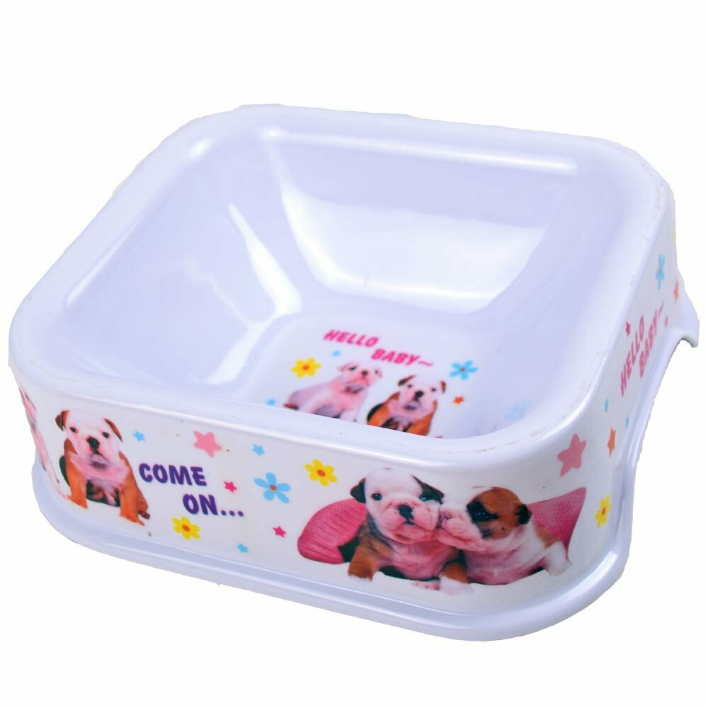 Water bowl or food bowl by GogiPet with puppies and flowers