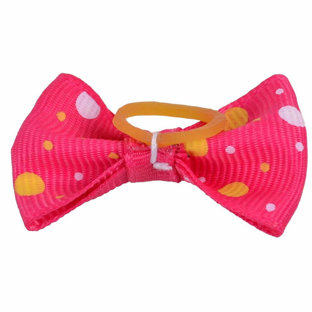 Dog hair bow rubberring pink with dots by GogiPet