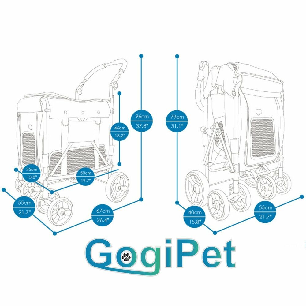 Pet buggy for big dogs dimensions