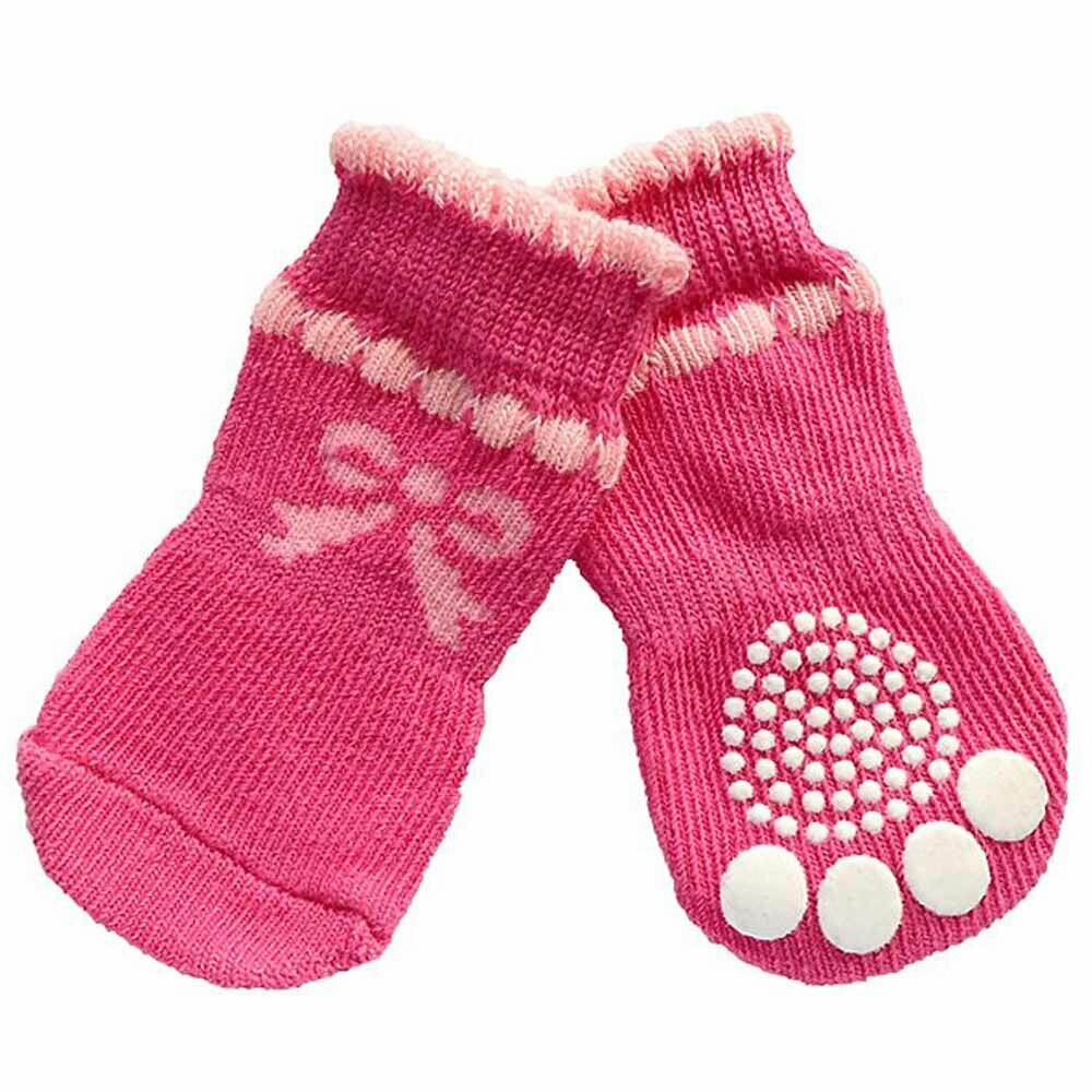Anti-slip dog wool gaiter - pink dog socks