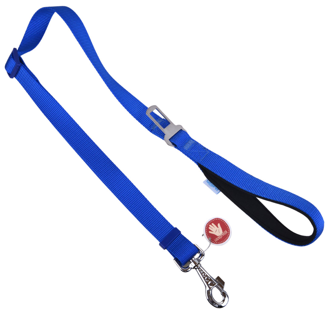 GogiPet® 2 in 1 dog leash and dog car safety belt blue