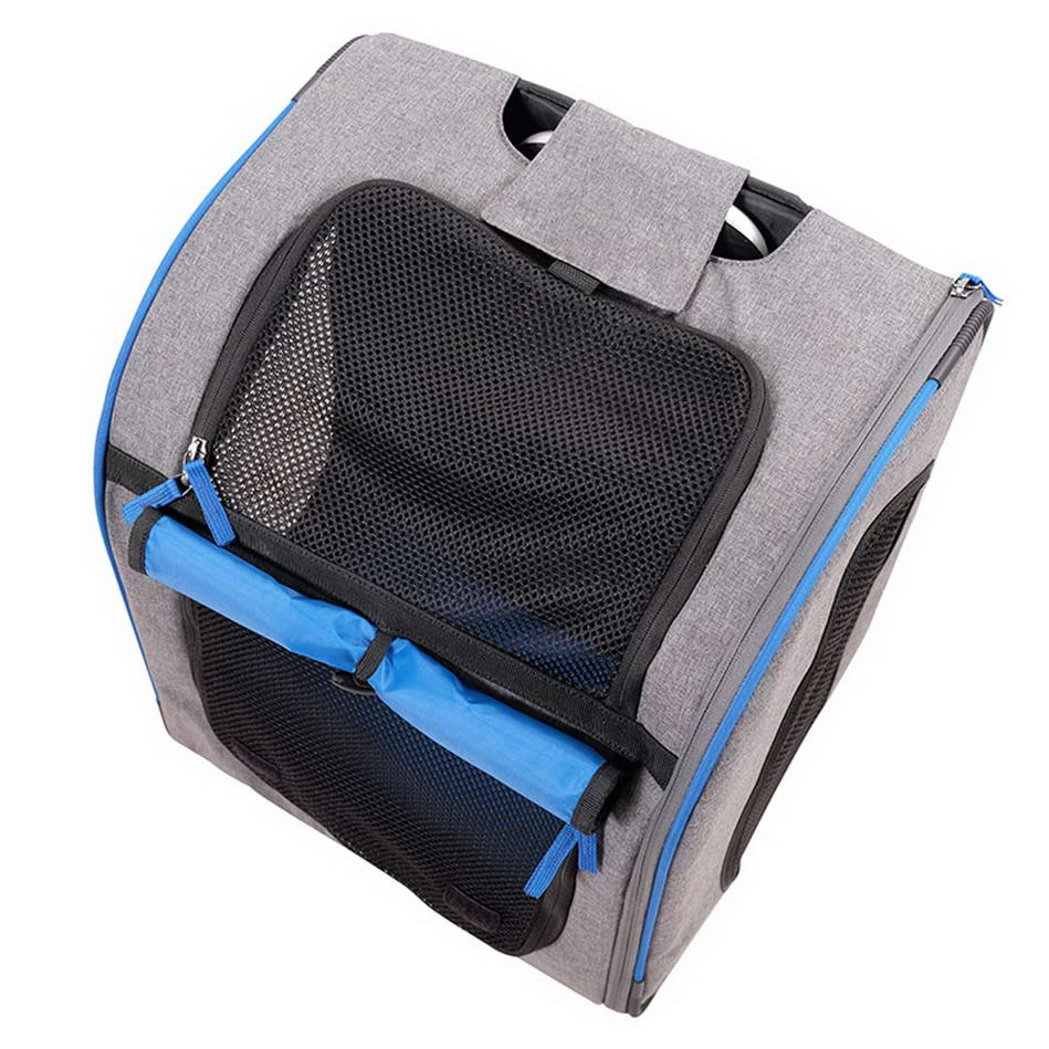 Well-ventilated dog backpack and dog trolley with retractable telescopic handle

