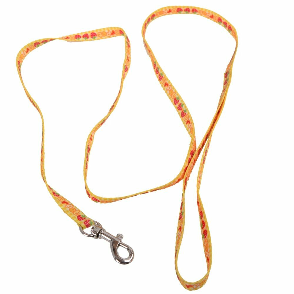 Yellow dog leash with strawberries 115 cm