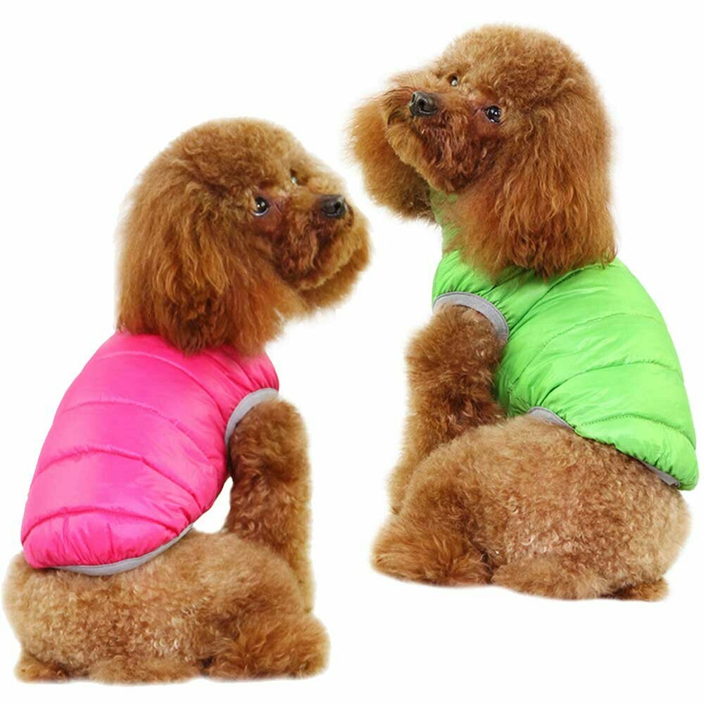 Real down reversible jacket for dogs pink & green - hot dog clothes
