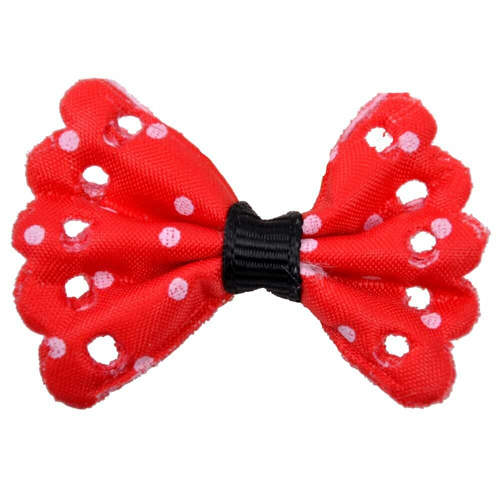 Handmade pet bow red with white polka dots by GogiPet