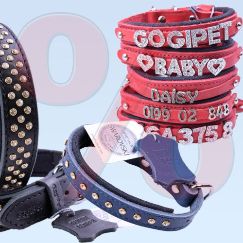 Leather dog collars and Swarovski collars promotions