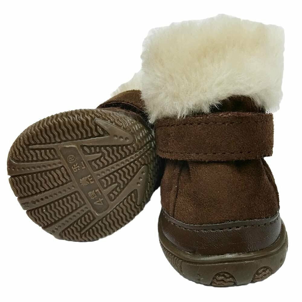 Winter dog shoes brown with velcro